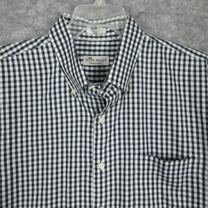 Peter Milar Shirt Mens XL‎ Black Gingham Check Crown Soft Silk Blend Button Down